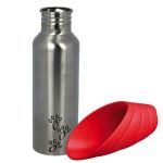 Trixie Cestovní láhev na vodu kovová s plastovou miskou 750ml